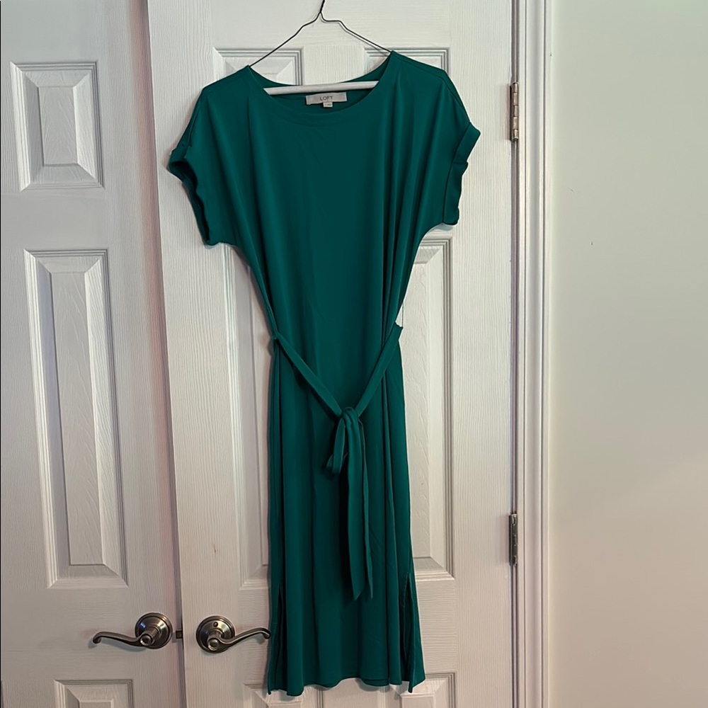 LOFT Green Midi Dress size M